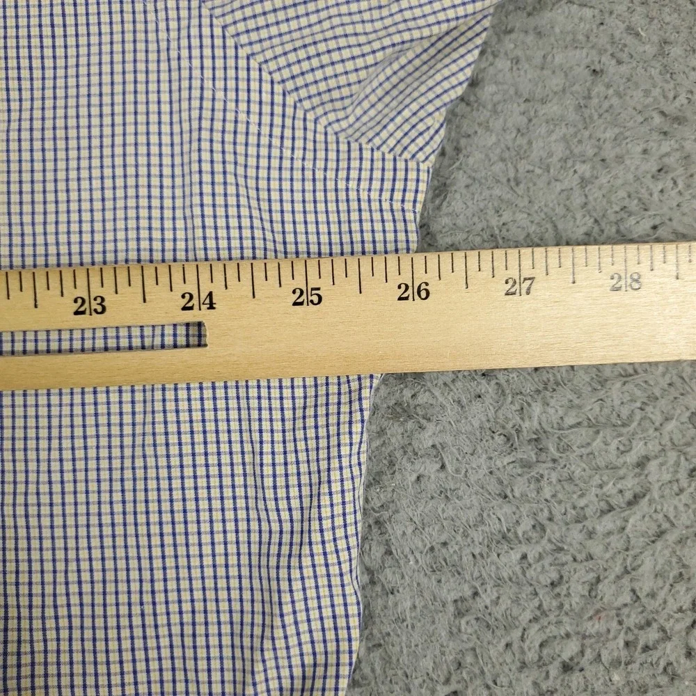 Ralph Lauren Shirt Mens Size 16.5 Blue Yellow Check Dress Button Up Long Sleeve